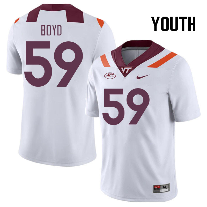 Youth #59 Chris Boyd Virginia Tech Hokies College Football Jerseys Stitched Sale-White